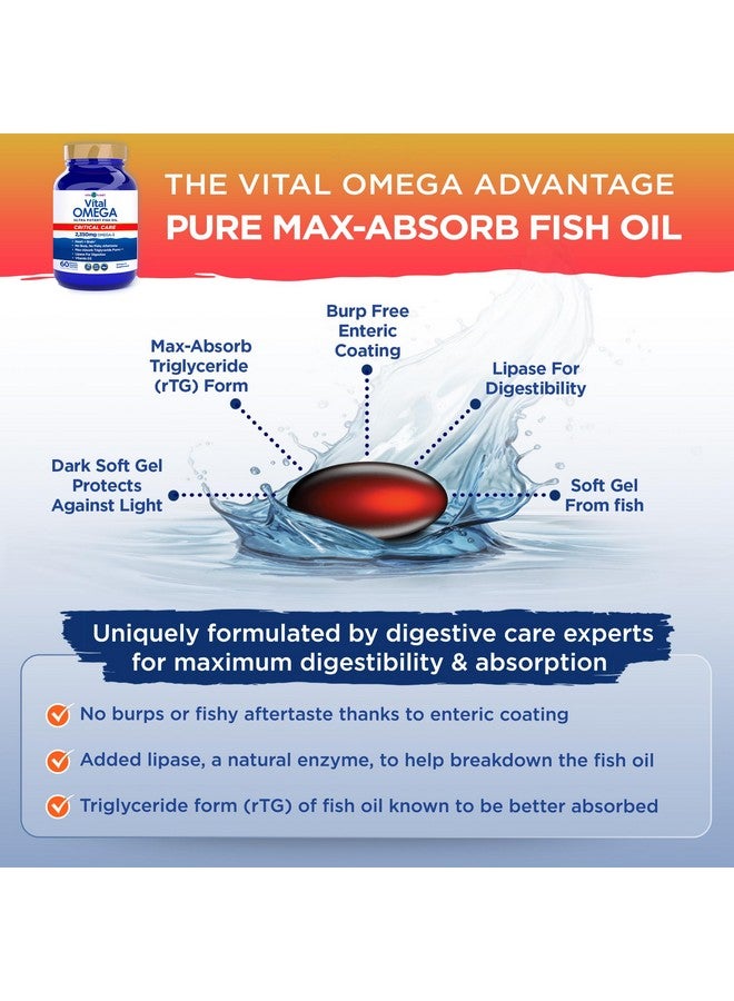 Vital Planet - Vital Omega 3 Fish Oil Critical Care Supplement with 2350mg of High Potency Wild Caught Omega 3 Fatty Acid Supplements EPA DHA and DPA for Heart Health 60 Softgels (Packaging May Vary) - Image 5