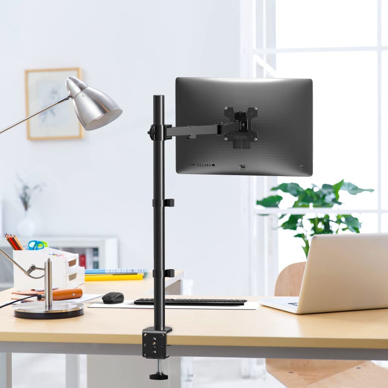 WALI Extra Tall Single LCD Monitor Fully Adjustable Desk Mount Fits 1 Screen up to 27 inch, 22lbs. Weight Capacity (M001XL), Black - Image 2