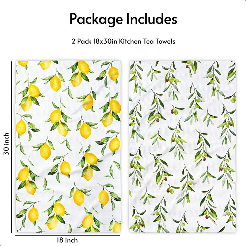 Eulnars Kitchen Towels, Premium Dish Towels for Kitchen Drying, 18" x 30" Microfiber Kitchen Towel Set, Quick Dry Tea Towels, Watercolor Lemon Series, 2-Pack - Image 5