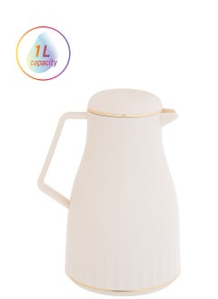 Hic Plastic thermos for tea and coffee size 1 liter white color  - Image 1