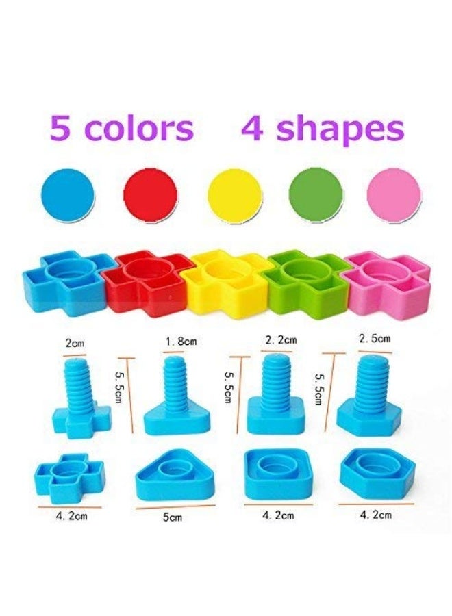 RAINBOW TOYFROG لعبة قوس قزح تويفروغ - صواميل وبراغي عملاقة للأطفال - 40 برغي مشغول مع حقيبة تخزين وكتاب - ألعاب علاجية للأطفال والرضع - تطوير المهارات الحركية الدقيقة من خلال اللعب - Image 1