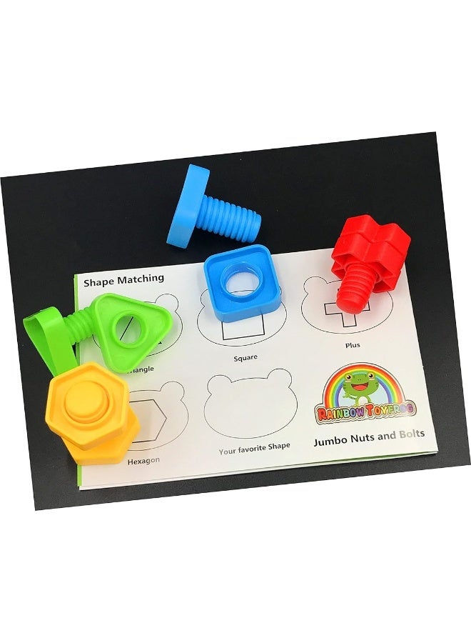 RAINBOW TOYFROG لعبة قوس قزح تويفروغ - صواميل وبراغي عملاقة للأطفال - 40 برغي مشغول مع حقيبة تخزين وكتاب - ألعاب علاجية للأطفال والرضع - تطوير المهارات الحركية الدقيقة من خلال اللعب - Image 5