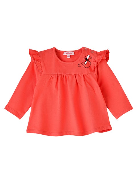 Girls' Ruffled Sleeve Dragonfly Top