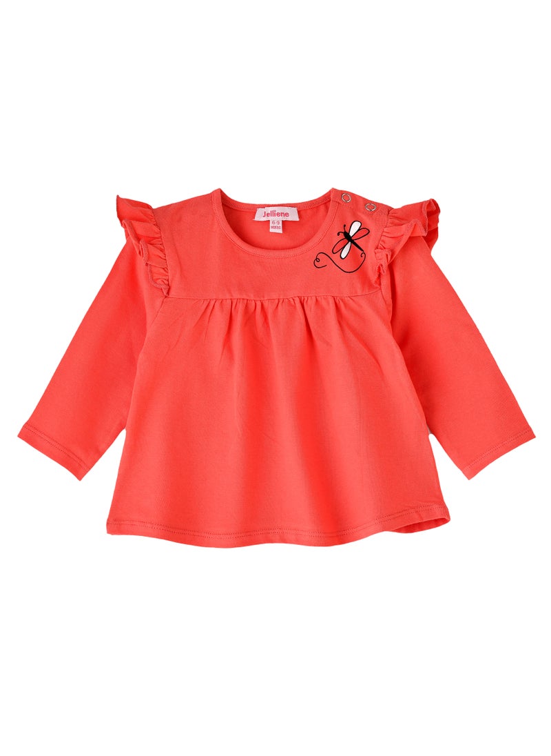 Jelliene Girls' Ruffled Sleeve Dragonfly Top  - Image 1