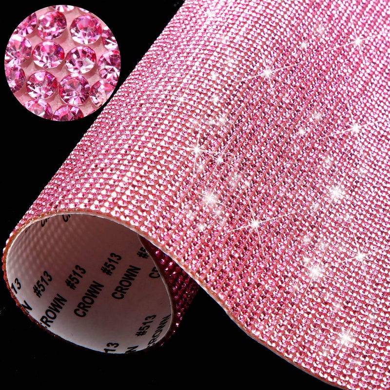Outus 12000 Pcs Bling Bling Rhinestone Sheet Rhinestones Sticker DIY Car Decoration Sticker Self Adhesive Glitter Crystal Gem Stickers for Car Decoration, 9.4 x 7.9 Inch(Pink) - Image 1