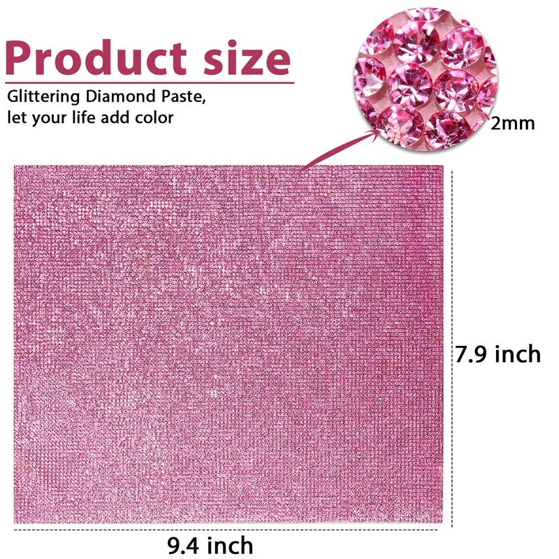 Outus 12000 Pcs Bling Bling Rhinestone Sheet Rhinestones Sticker DIY Car Decoration Sticker Self Adhesive Glitter Crystal Gem Stickers for Car Decoration, 9.4 x 7.9 Inch(Pink) - Image 3