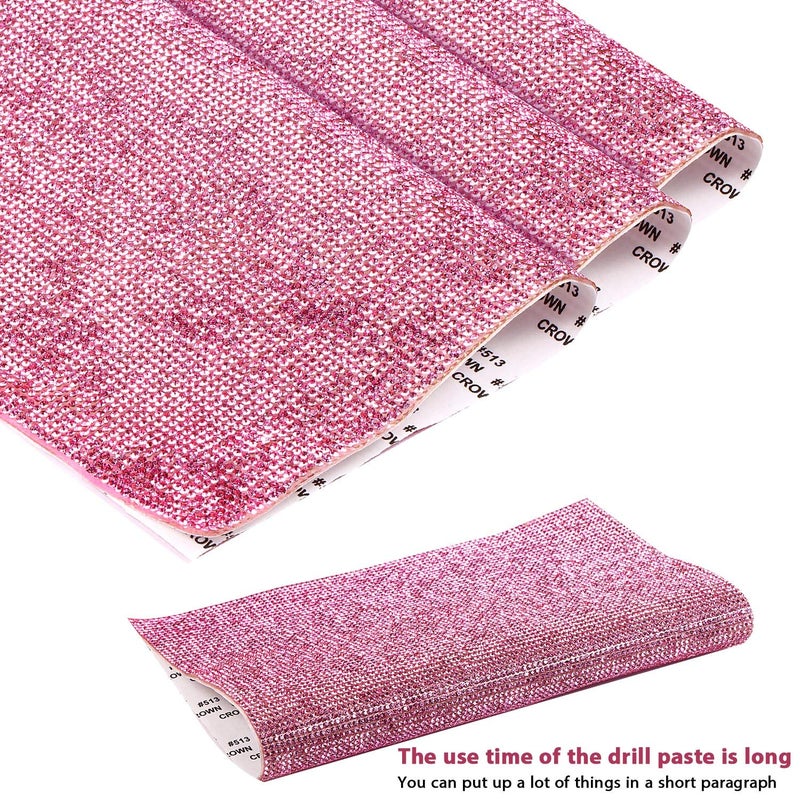 Outus 12000 Pcs Bling Bling Rhinestone Sheet Rhinestones Sticker DIY Car Decoration Sticker Self Adhesive Glitter Crystal Gem Stickers for Car Decoration, 9.4 x 7.9 Inch(Pink) - Image 5