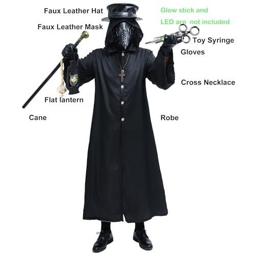 Absolute Vibe Plague Doctor Bird Mask and Hat Combo Set Halloween Costume Steampunk Cosplay Props M BLACK002 - Image 5