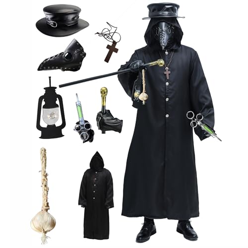 Absolute Vibe Plague Doctor Bird Mask and Hat Combo Set Halloween Costume Steampunk Cosplay Props M BLACK002 - Image 1