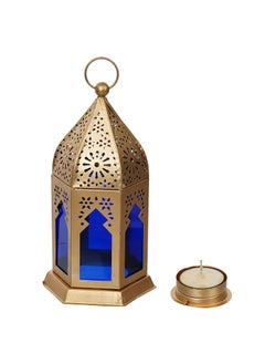 Blue Well Overseas Blue Well Overseas Iron Unique Collection Decorative Hanging LanternLamp With TLight Candle Set of 2 Rajasthani Matci Gold  - Image 3