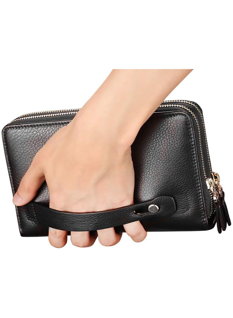 Rscy Mens Wallet Long Purse Leather Clutch Large Business Handbag Phone Card Holder Case Gift for Men Father Son Husband Boyfriend - Image 2