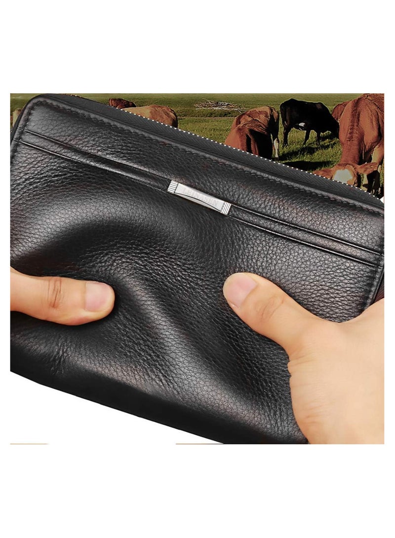 Rscy Mens Wallet Long Purse Leather Clutch Large Business Handbag Phone Card Holder Case Gift for Men Father Son Husband Boyfriend - Image 4