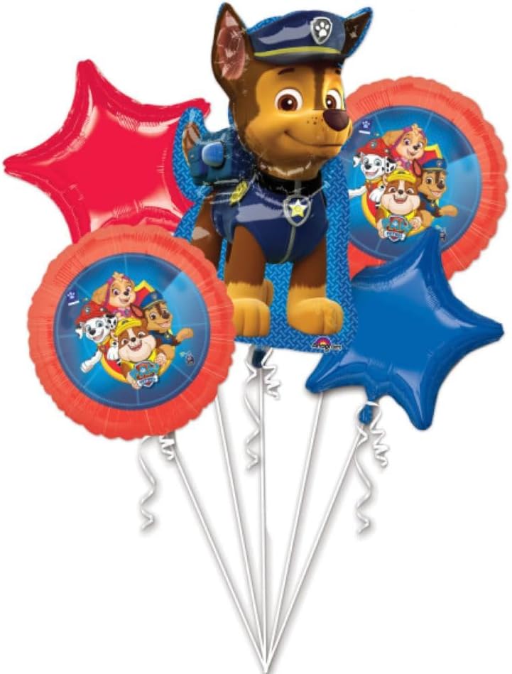 Amscan Anagram 3911001 - Paw Patrol Foil Balloon Bouquet - 5 Pieces