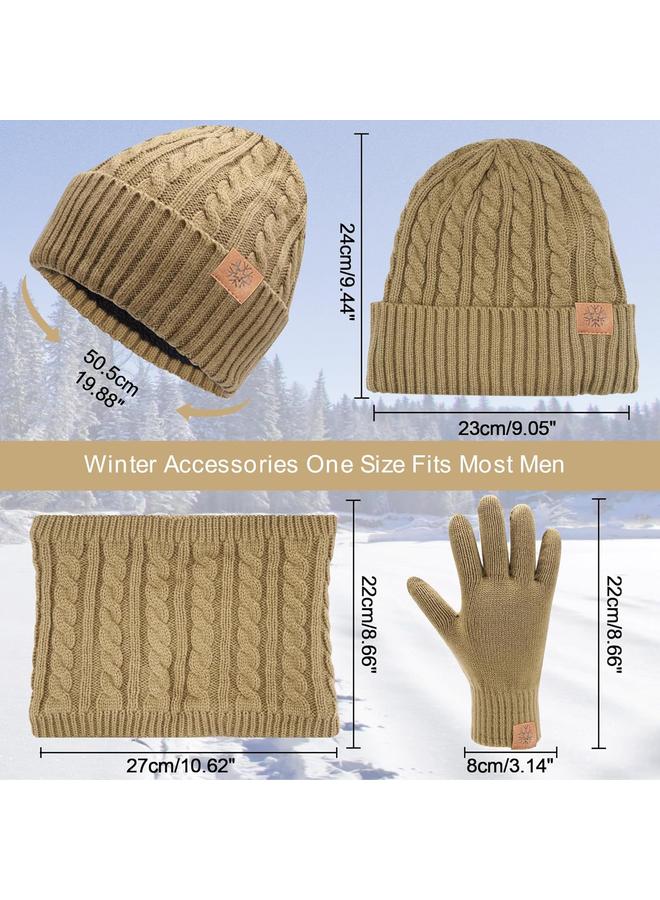 KOWVOWZ Winter Cap for Men and women, Winter Beanie Hat Scarf Touchscreen Gloves Set, 3-in-1 Mens&women Neck Scarves Glove Hat Set for Men and Women - Image 2