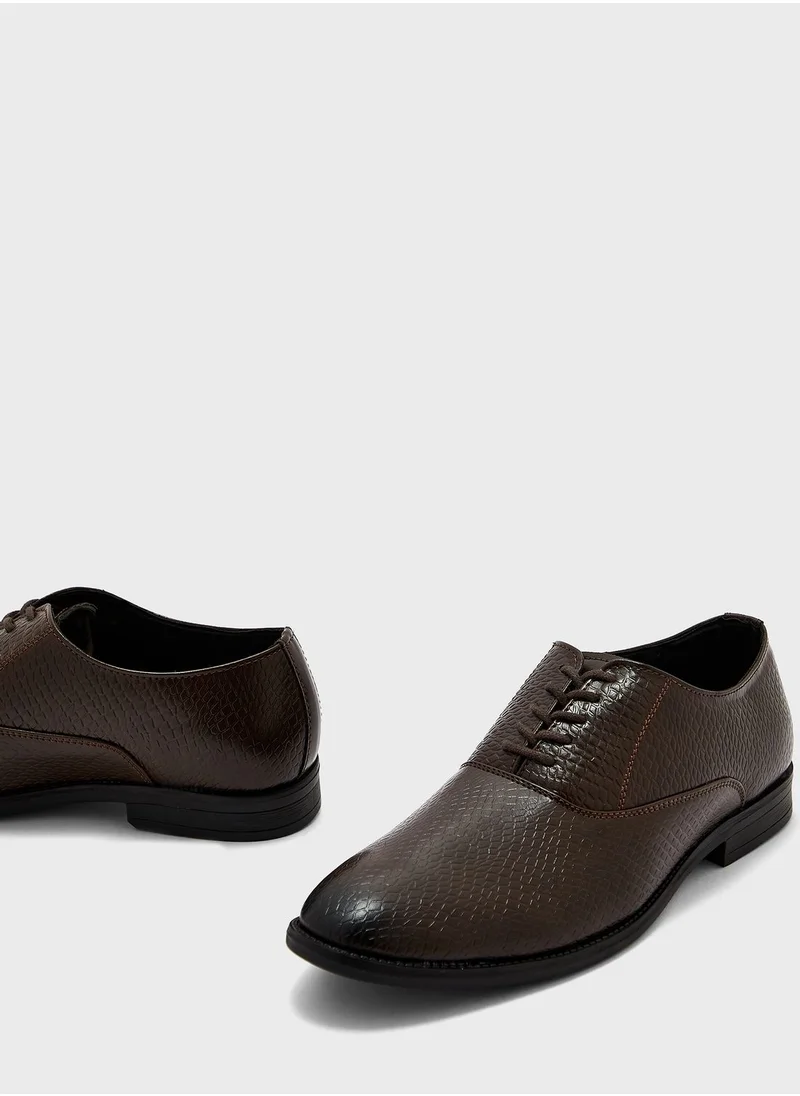 Robert Wood Snake Print Formal Lace Ups
