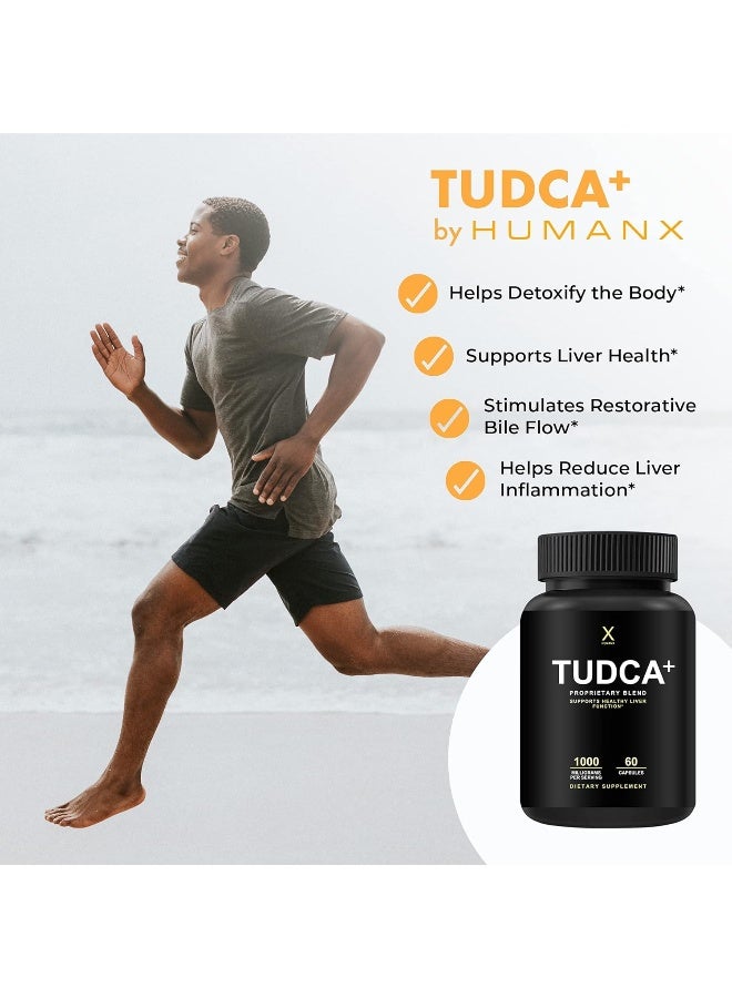 HUMANX TUDCA+ 1000mg (Tauroursodeoxycholic Acid) Powerful Serving Size - Liver Health Aid for Detox and Cleanse - Vegan, Non GMO - USA Made Easy to Swallow Capsules - Tudca Bile Salt Supplement Powder - Image 3