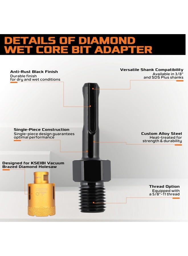 KSEIBI 617073 SDS-Plus Industrial Drill Bit Adapter for Holesaw and Diamond Core Bits, 5/8"-11 Male - Image 2