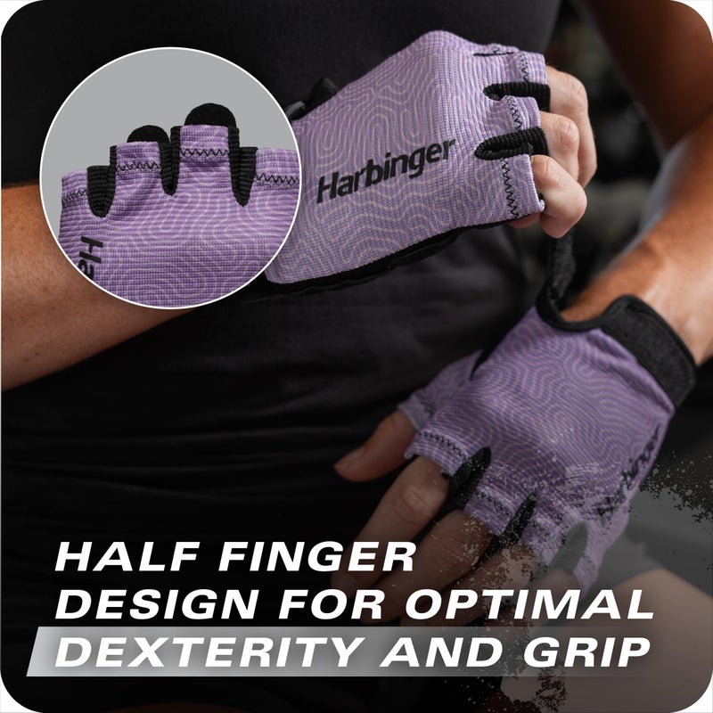 Harbinger Power Gloves 3.0 - Durable Half Finger Weightlifting Gloves with Adjustable Wrist Closure, Breathable Leather Palm, Women's - Image 3