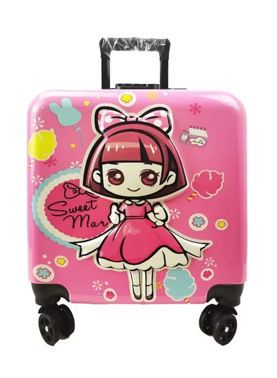 Reflection Kids Embossed Hard Luggage Suitcase, Lightweight Trolley Bag with 360° Spinner Wheels Pink, 18 inches