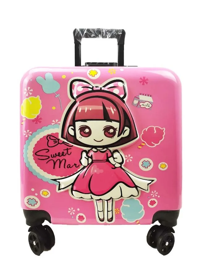 Reflection Kids Embossed Hard Luggage Suitcase, Lightweight Trolley Bag with 360° Spinner Wheels Pink, 18 inches