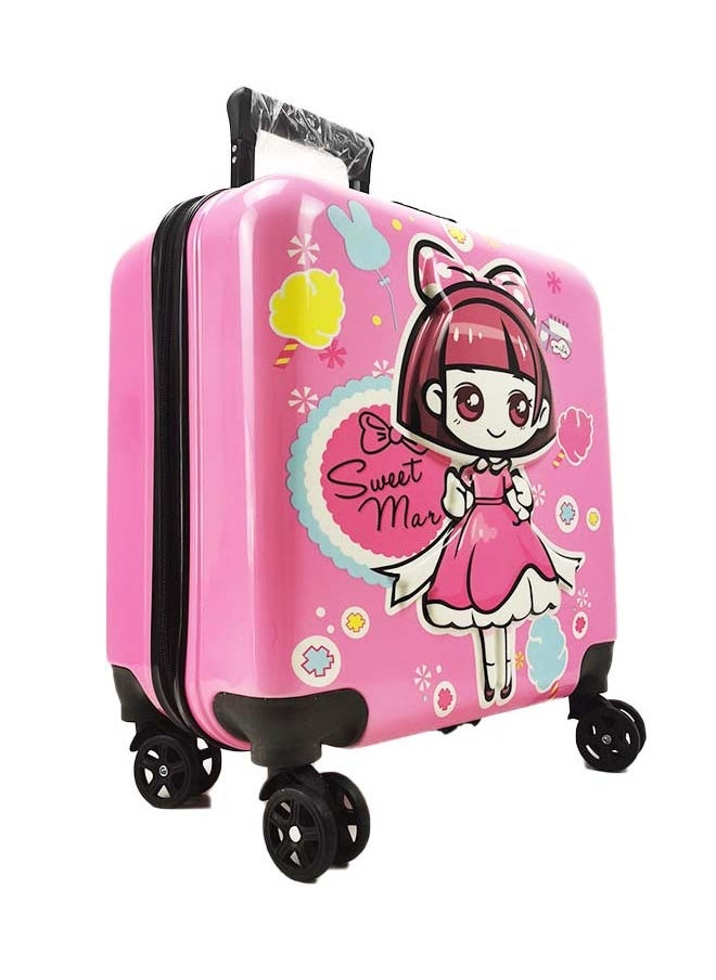 Reflection - Kids Embossed Hard Luggage Suitcase, Lightweight Trolley Bag with 360° Spinner Wheels Pink, 18 inches - Image 1