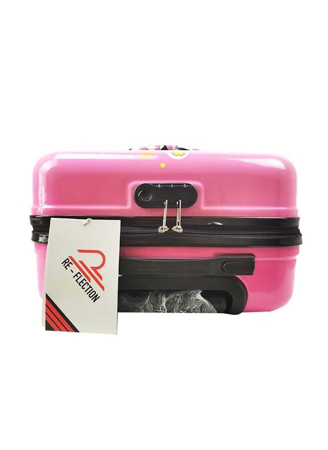 Reflection - Kids Embossed Hard Luggage Suitcase, Lightweight Trolley Bag with 360° Spinner Wheels Pink, 18 inches - Image 1