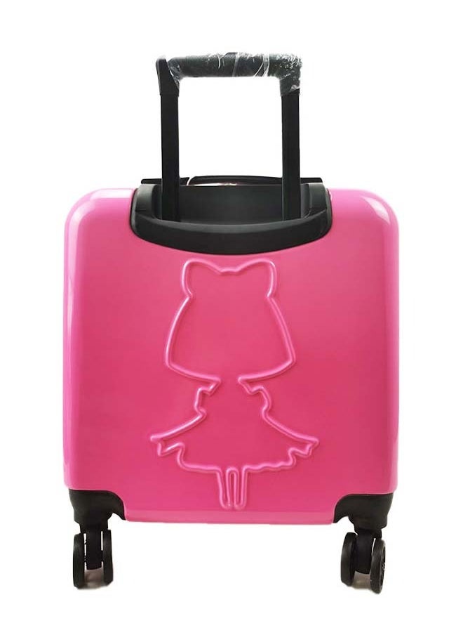 Reflection - Kids Embossed Hard Luggage Suitcase, Lightweight Trolley Bag with 360° Spinner Wheels Pink, 18 inches - Image 1