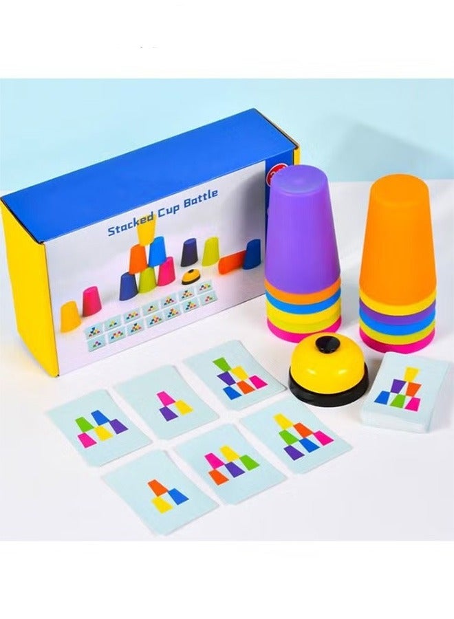 Bukela Cups Games 12 PCS Quick Stack Cups Set Portable Cups Games with 50 Cards and Bell Classic Stacking Balancing Game for Kids Speed Training Challenge Competition For Boys and Girls - Image 2