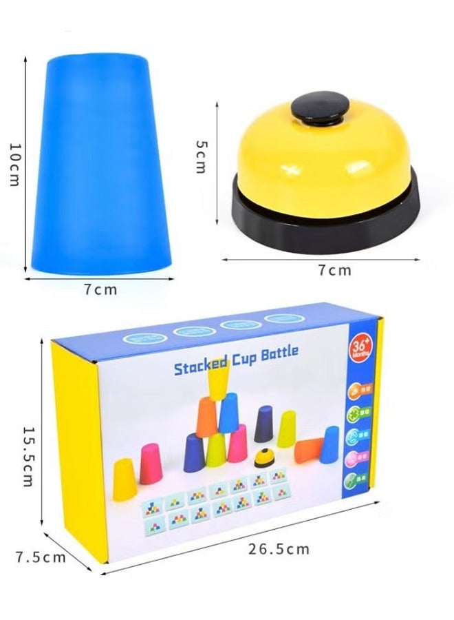 Bukela Cups Games 12 PCS Quick Stack Cups Set Portable Cups Games with 50 Cards and Bell Classic Stacking Balancing Game for Kids Speed Training Challenge Competition For Boys and Girls - Image 5