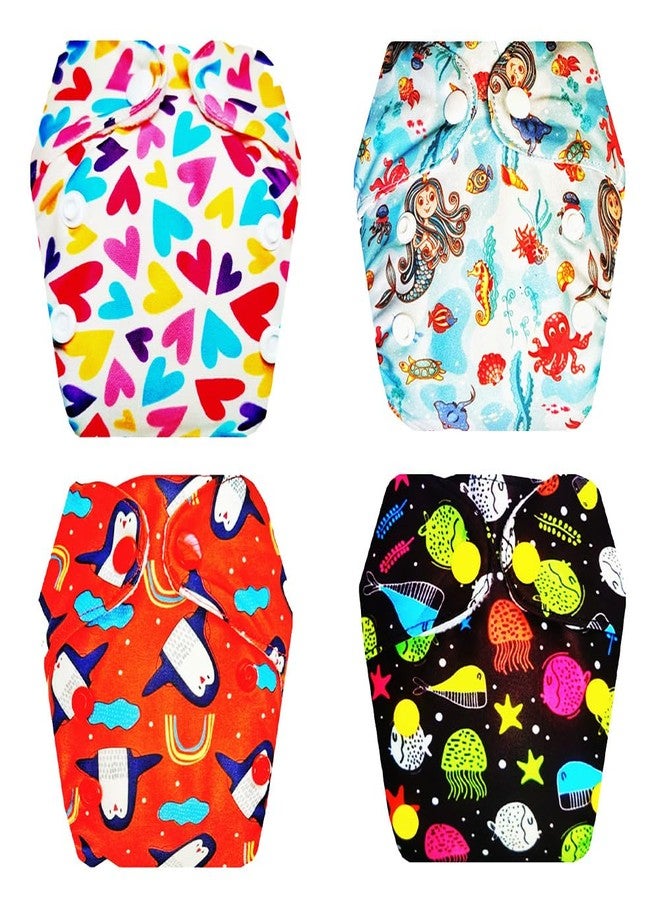 حفاضات قماشية فاخرة من دمبلدو للأطفال حديثي الولادة مع ماصة مدمجة (عبوة من 4 قطع) | ناعمة ولطيفة | قابلة لإعادة الاستخدام والغسل | سريعة الجفاف | مثالية للأطفال الصغار | من 0 إلى 4 أشهر | للجنسين - Image 1