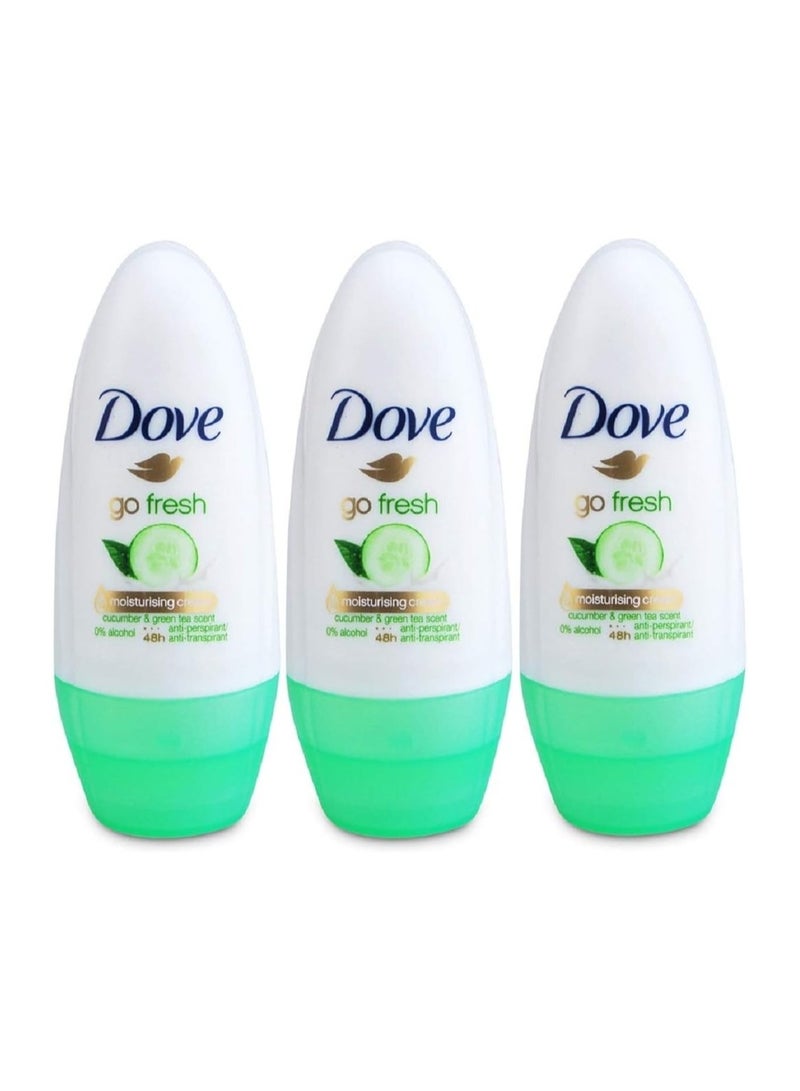 مزيل عرق دوف جو فريش برائحة الخيار والشاي الأخضر، رول أون، ٥٠ مل (١.٧ أونصة سائلة) (عبوة من ٣ قطع)