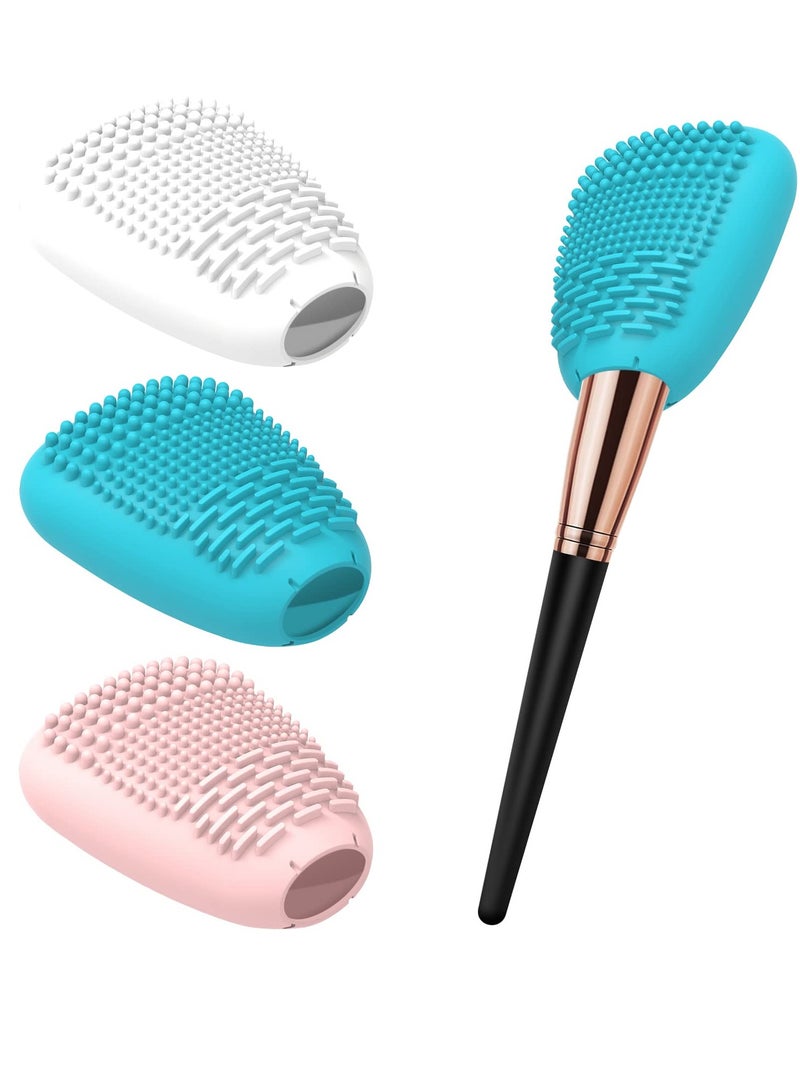 3 PCS Makeup Brush Covers, Makeup Protector for Foundation Brush,  Reusable Silicone Makeup Brush Holder, Gifts for Wife or Girlfriend or Makeup Lover, White Pink Blue - Image 1
