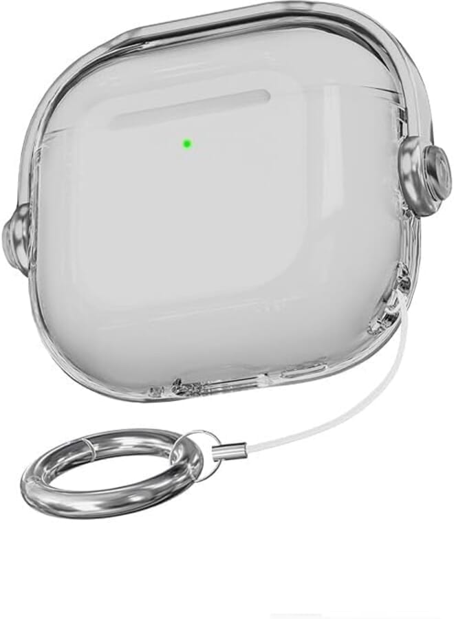 Safety Lock for Airpods 4 Case,TPU Clear Case for Apple Airpods 4 Case 2024 with, Drop Protection Airpods 4 Case Cover for Men for Women with Lock and Keychain, (Black Clear)
