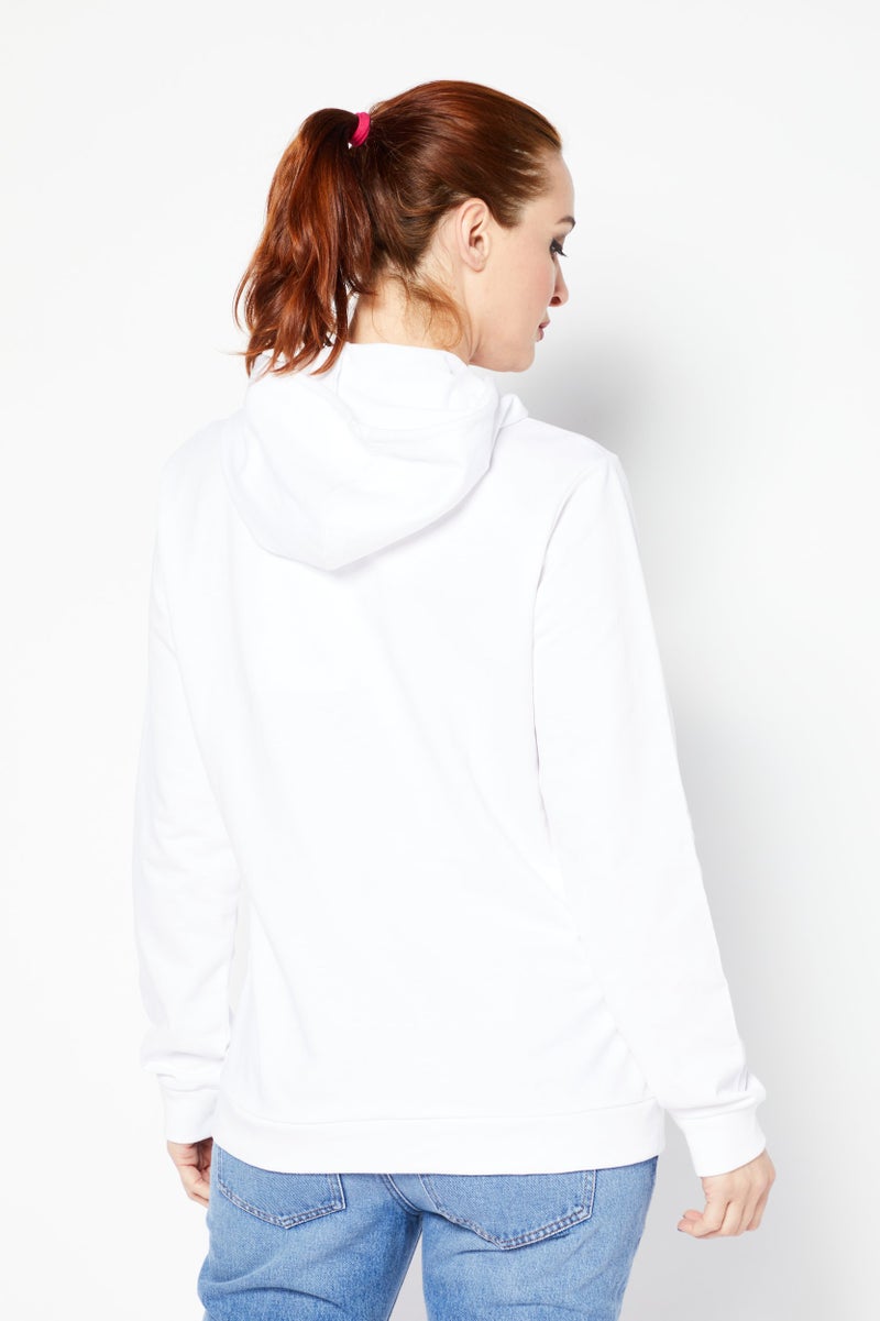 Love Moschino Women Hooded Neck Rhinestone Sweatshirt, White  - Image 4