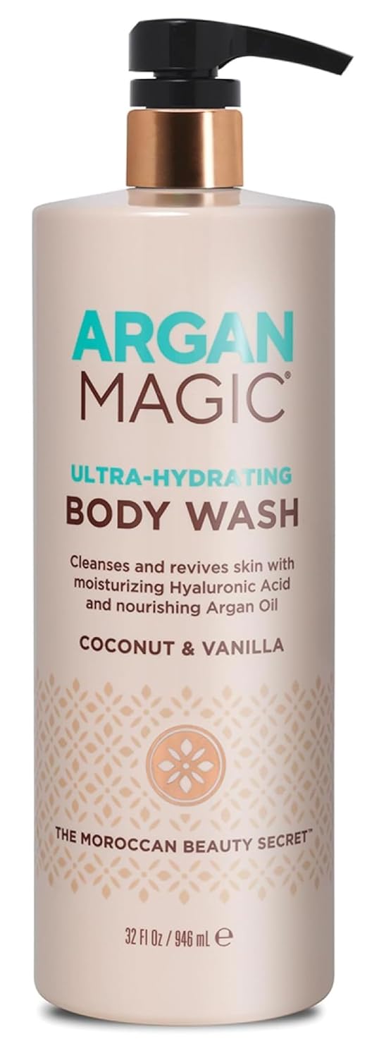 Argan Magic UltraHydrating Body Wash with Hyaluronic Acid Argan Oil Cleanses Revives Moisturizes Made in USA Paraben Free Cruelty Free 32 oz - Image 1
