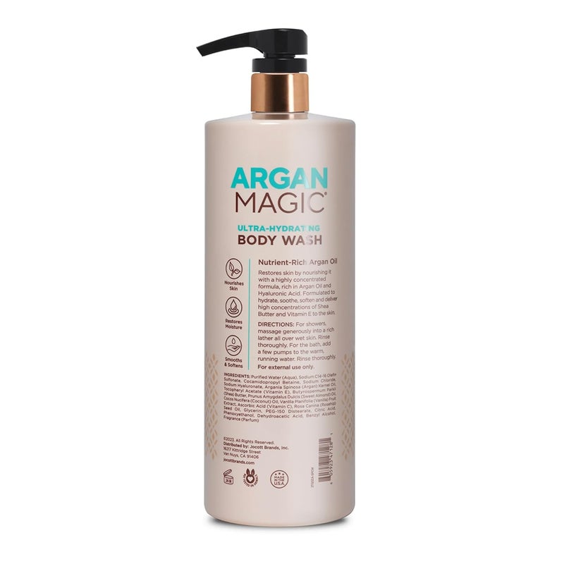 Argan Magic UltraHydrating Body Wash with Hyaluronic Acid Argan Oil Cleanses Revives Moisturizes Made in USA Paraben Free Cruelty Free 32 oz - Image 2