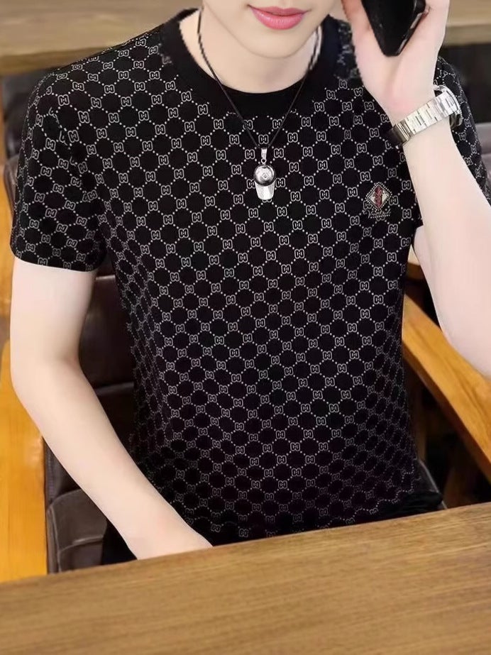 Brand Classy 2025 Men'S Short-Sleeved T-Shirt Summer Ice Silk Casual New Trendy Brand Round Neck Slim Half-Sleeved Thin - Image 5