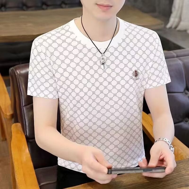 Brand Classy 2025 Men'S Short-Sleeved T-Shirt Summer Ice Silk Casual New Trendy Brand Round Neck Slim Half-Sleeved Thin - Image 1