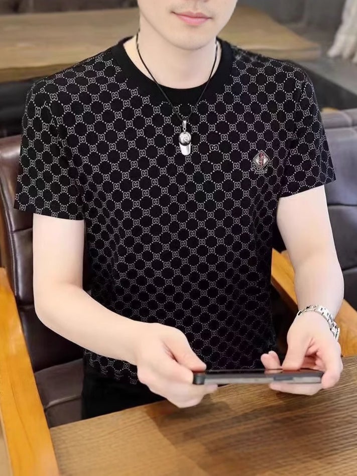 Brand Classy 2025 Men'S Short-Sleeved T-Shirt Summer Ice Silk Casual New Trendy Brand Round Neck Slim Half-Sleeved Thin - Image 3