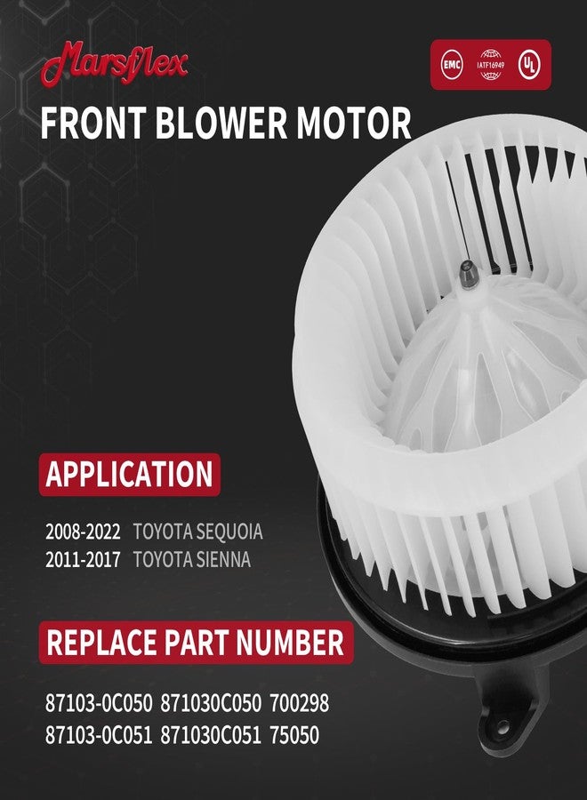 Marsflex محرك مروحة التبريد الأمامي Marsflex 700298 لسيارات تويوتا سيكويا موديلات 2008-2022، وتويوتا سيينا موديلات 2011-2017، ومحرك مروحة التبريد موديلات 2009-2021، رقم القطعة الأصلية: 75050 87103-0C050 87103-0C051 - Image 2