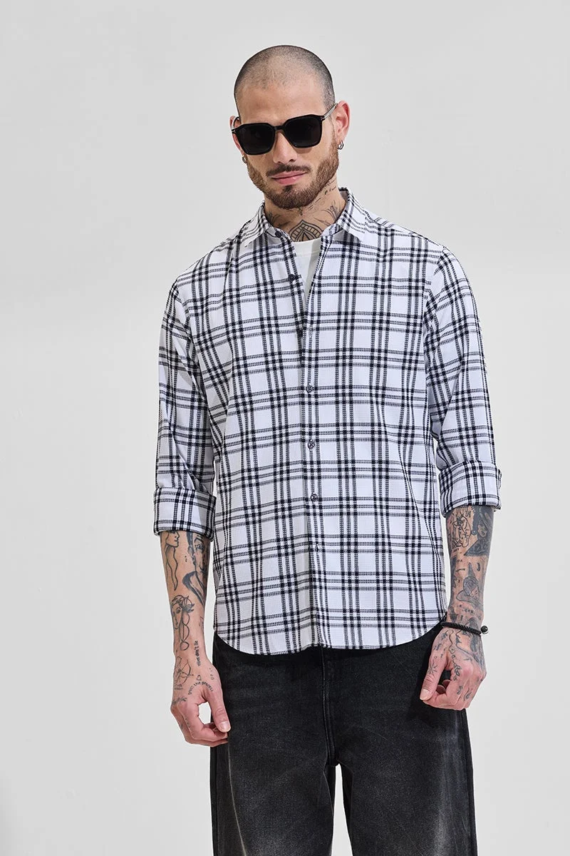 SNITCH White Checks Slim Fit Shirt