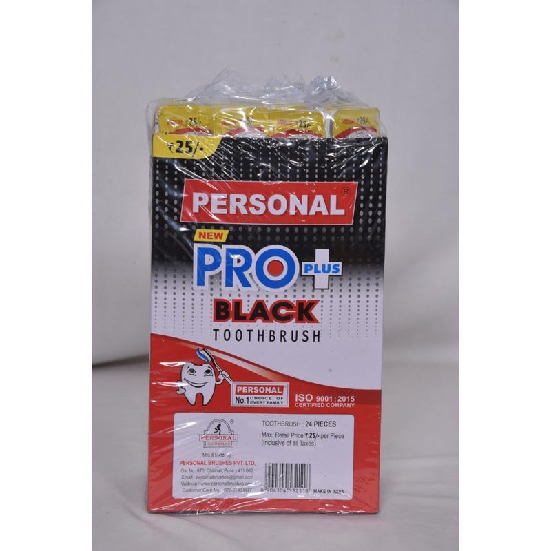 PERSONAL New Pro Plus Black Soft Reaches all the critical areas Manual Toothbrush for adult, 24 Pieces - Image 2