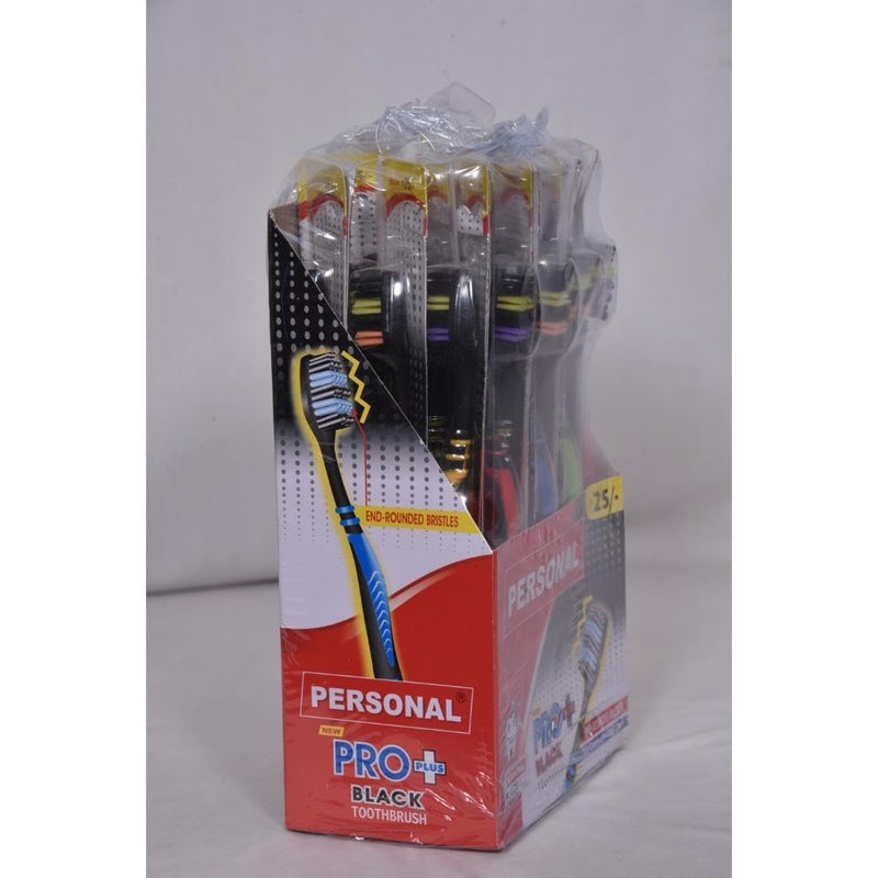 PERSONAL New Pro Plus Black Soft Reaches all the critical areas Manual Toothbrush for adult, 24 Pieces - Image 3