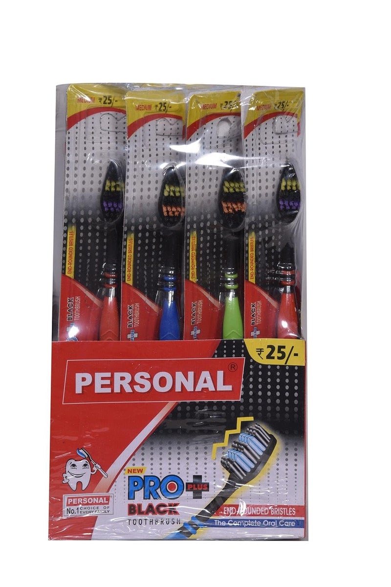 PERSONAL New Pro Plus Black Soft Reaches all the critical areas Manual Toothbrush for adult, 24 Pieces - Image 1
