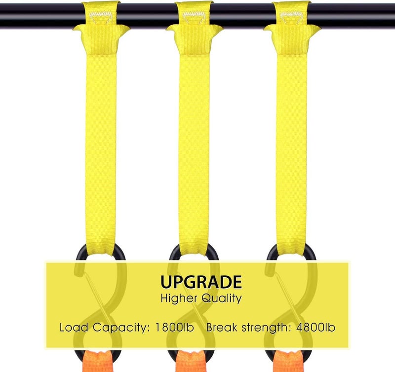 JCHL Soft Loop Tie Down Straps 1800Lbs Load Capacity, Tie Down Loops for Securing ATV UTV Motorcycles Scooters Dirt Bikes Lawn Garden Equipment Yellow (8 Pack) - Image 4