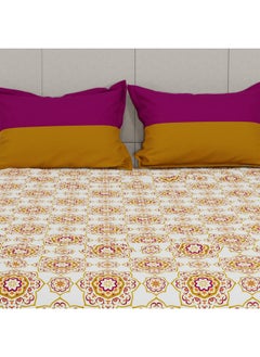 Trident Trident Bedsheet Set - Urban Comfort Collection, 100% Cotton Bedsheet for Double Bed (1 Queen Size Bedsheet with 2 Pillow Covers) Superior Softness, 144 Thread Count - Majestic Mandala Yellow  - Image 3
