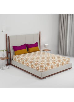 Trident Trident Bedsheet Set - Urban Comfort Collection, 100% Cotton Bedsheet for Double Bed (1 Queen Size Bedsheet with 2 Pillow Covers) Superior Softness, 144 Thread Count - Majestic Mandala Yellow  - Image 4