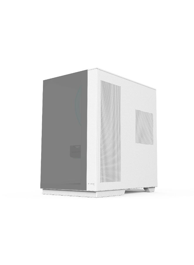 أيسر كيس كمبيوتر V333، كيس كمبيوتر ATX، ألواح زجاج مقسّى علوية وأمامية وجانبية، 8 مراوح RGB مثبتة مسبقًا مع ريموت كنترول، هيكل فولاذ SPCC، 3 منافذ USB، يدعم لوحات ATX / M-ATX / ITX، مع دعم مراوح خلفية وسفلية وجانبية، كيس ألعاب أبيض بمرآة - Image 4