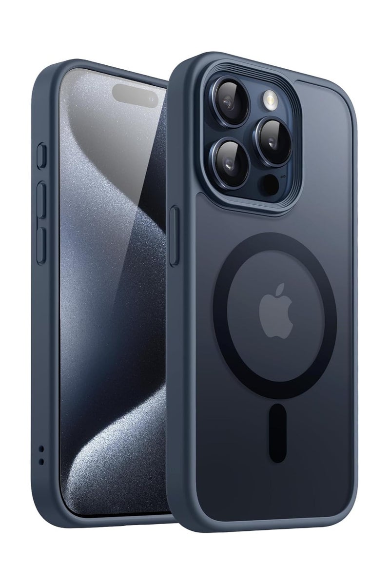 HEXABEX iPhone 15 Pro Case , Matte Protective Back Cover with Magsafe Case for iPhone 15 Pro Blue 6.1" - Image 1
