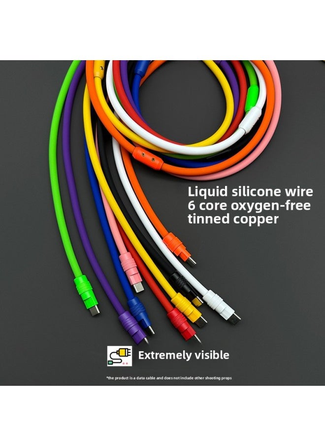 Generic - Super Soft Silicone Data Cable For Apple For Iphone15 For Huawei For Xiaomi Android Phone Super Fast Charging-Color:0.5 M USB To For Iphone 12W-Model:Powder + Powder Shell + Slider - Image 1